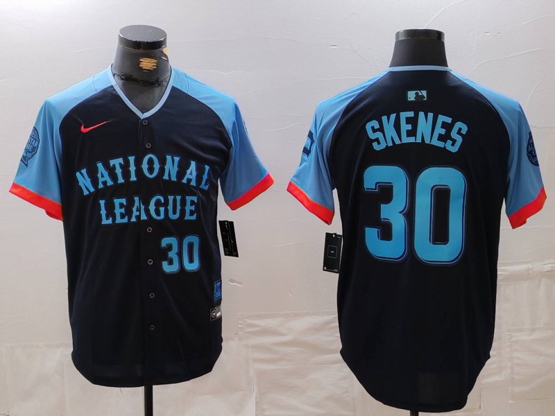 Men's National League #30 Paul Skenes Navy 2024 All-Star Limited Stitched Baseball Jersey 1 Men's National League #30 Paul Skenes Navy 2024 All-Star Limited Stitched Baseball Jersey 1