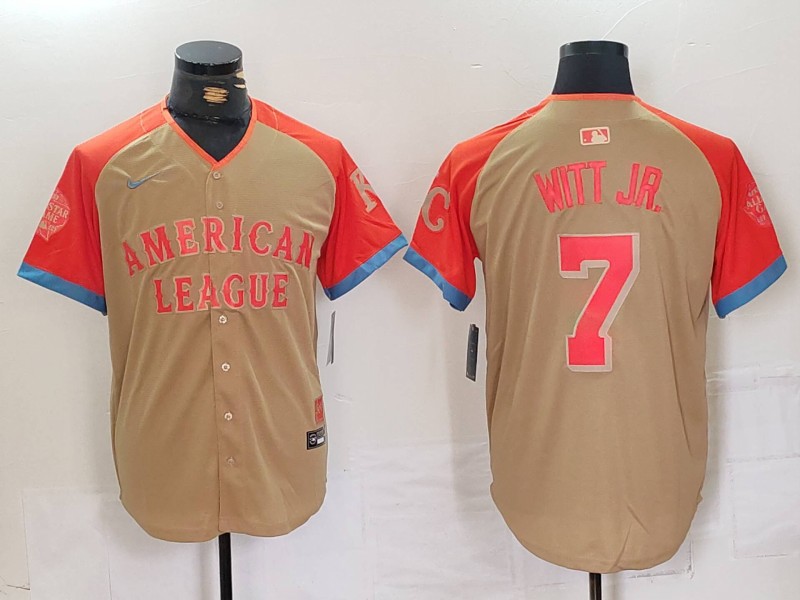 Men's American League #7 Bobby Witt Jr. Cream 2024 All-Star Limited Stitched Jersey 3 Men's American League #7 Bobby Witt Jr. Cream 2024 All-Star Limited Stitched Jersey 3