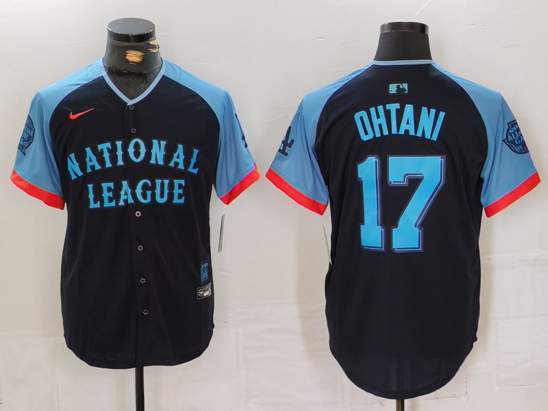 Men's National League #17 Shohei Ohtani Navy 2024 All-Star Elite Stitched Baseball Jersey 4 Men's National League #17 Shohei Ohtani Navy 2024 All-Star Elite Stitched Baseball Jersey 4