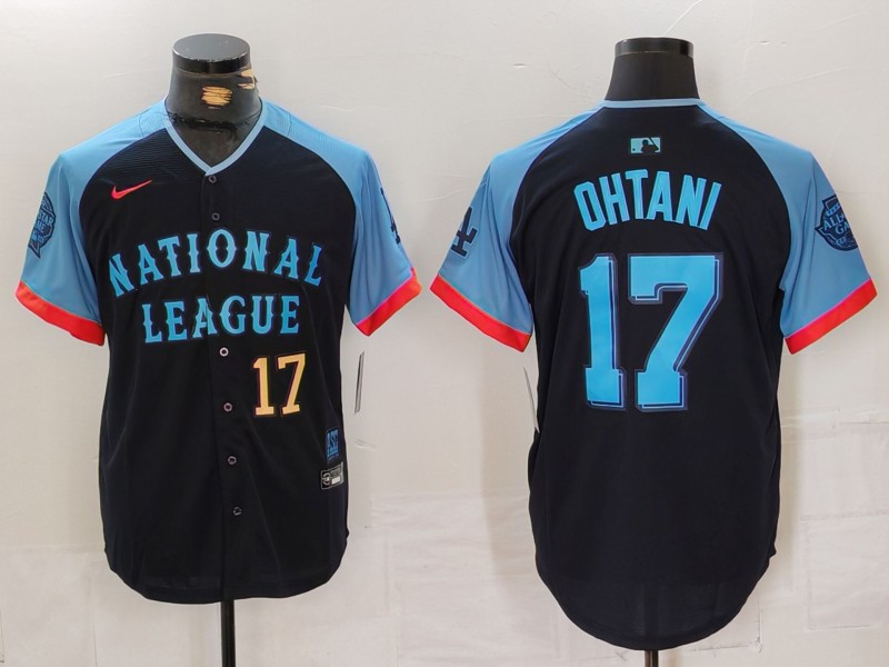 Men's National League #17 Shohei Ohtani Navy 2024 All-Star Elite Stitched Baseball Jersey 3 Men's National League #17 Shohei Ohtani Navy 2024 All-Star Elite Stitched Baseball Jersey 3