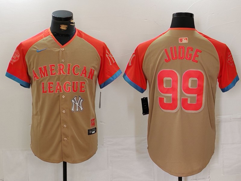 Men's American League #99 Aaron Judge Cream 2024 All-Star Elite Stitched Baseball Jersey 5 Men's American League #99 Aaron Judge Cream 2024 All-Star Elite Stitched Baseball Jersey 5