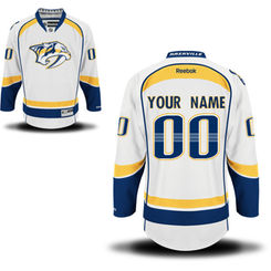 Reebok Nashville Predators Men's Premier Away Custom Jersey - White Reebok Nashville Predators Men's Premier Away Custom Jersey - White