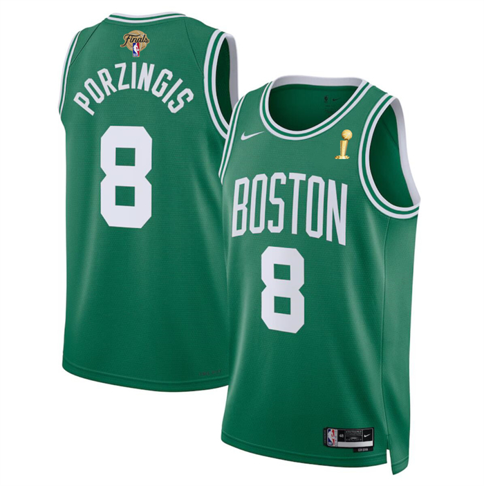 Men's Boston Celtics #8 Kristaps Porzingis Kelly Green 2024 Finals Champions Icon Edition Stitched Basketball Jersey Men's Boston Celtics #8 Kristaps Porzingis Kelly Green 2024 Finals Champions Icon Edition Stitched Basketball Jersey