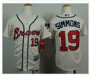 Youth Atlanta Braves #19 Andrelton Simmons Cream Cool Base Baseball Jersey Youth Atlanta Braves #19 Andrelton Simmons Cream Cool Base Baseball Jersey
