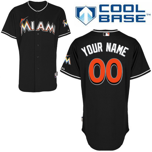 Marlins Black Customized Men Cool Base Jersey