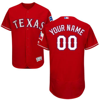 Men's Texas Rangers Majestic Alternate Scarlet Flex Base Authentic Collection Custom Jersey Men's Texas Rangers Majestic Alternate Scarlet Flex Base Authentic Collection Custom Jersey