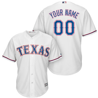 Men's Texas Rangers Majestic White Home Cool Base Custom Jersey Men's Texas Rangers Majestic White Home Cool Base Custom Jersey
