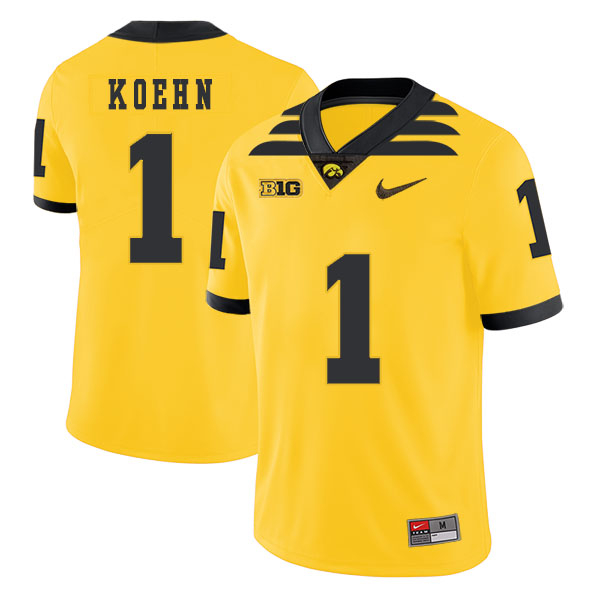 Iowa Hawkeyes 1 Marshall Koehn Pasat Yellow College Football Jersey