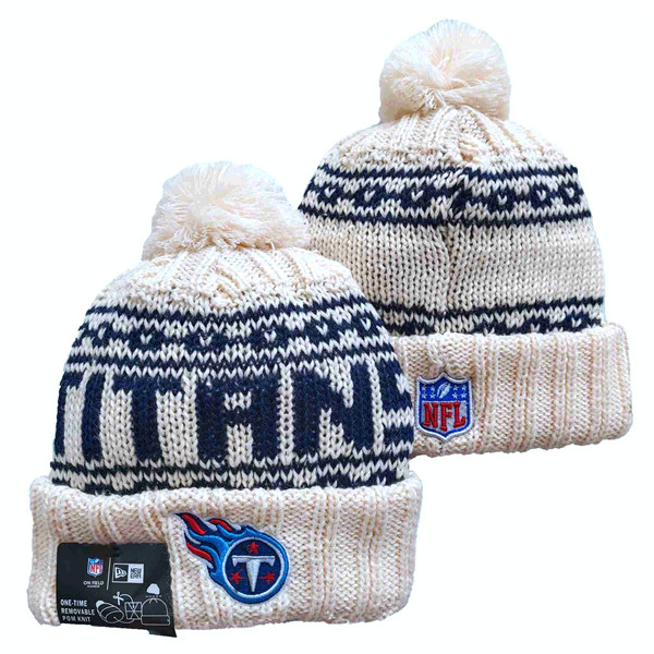Titans Team Logo Pom Cuffed White Knit Hat YD