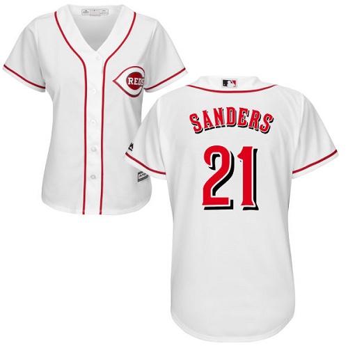 Reds #21 Reggie Sanders White Home Women's Stitched MLB Jersey Reds #21 Reggie Sanders White Home Women's Stitched MLB Jersey