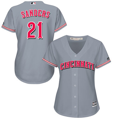 Reds #21 Reggie Sanders Grey Road Women's Stitched MLB Jersey Reds #21 Reggie Sanders Grey Road Women's Stitched MLB Jersey
