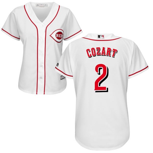 Reds #2 Zack Cozart White Home Women's Stitched MLB Jersey Reds #2 Zack Cozart White Home Women's Stitched MLB Jersey