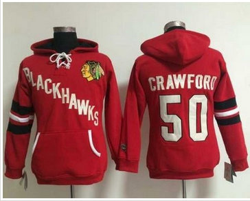 Women Chicago Blackhawks #50 Corey Crawford Red Old Time Heidi NHL Hoodie Women Chicago Blackhawks #50 Corey Crawford Red Old Time Heidi NHL Hoodie