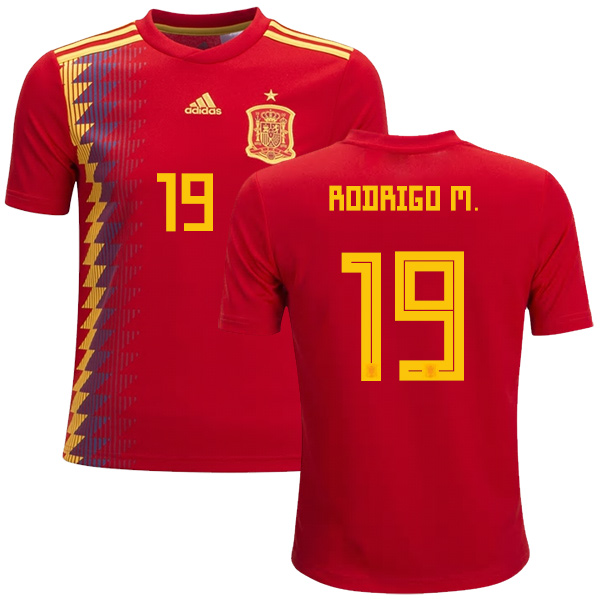 Spain #19 Rodrigo M. Red Home Kid Soccer Country Jersey