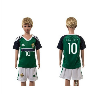 Northern Ireland #10 K.Lafferty Green Home Kid Soccer Country Jersey