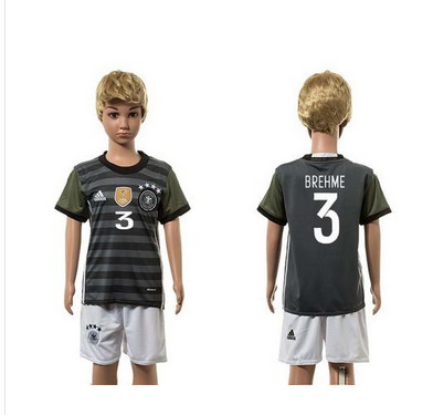 Germany #3 Brehme Away Kid Soccer Country Jersey