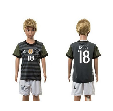 Germany #18 Kroos Away Kid Soccer Country Jersey