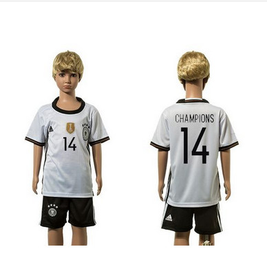 Germany #14 Champions White Home Kid Soccer Country Jersey