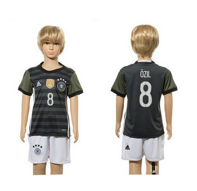 Germany #8 Ozil Away Kid Soccer Country Jersey