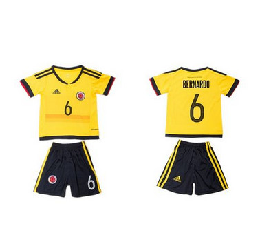 Colombia #6 Bernardo Home Kid Soccer Country Jersey