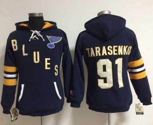 St. Louis Blues #91 Vladimir Tarasenko Navy Blue Women's Old Time Heidi NHL Hoodie St. Louis Blues #91 Vladimir Tarasenko Navy Blue Women's Old Time Heidi NHL Hoodie