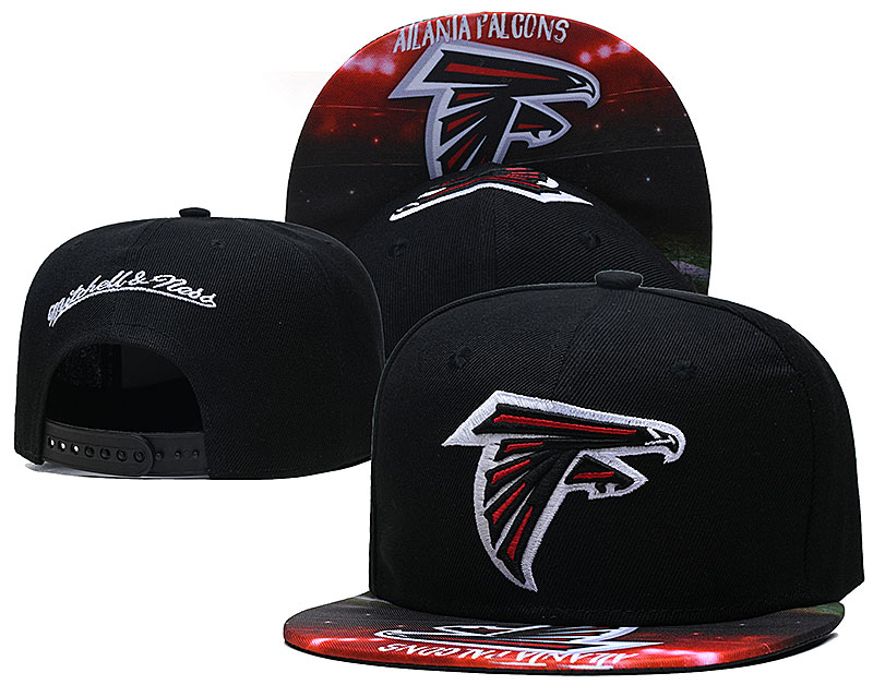 Falcons Team Logo Black Mitchell & Ness Adjustable Hat LH