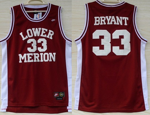 Lower Merion Aces 33 Kobe Bryant Red High School Mesh Basketball Jersey