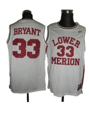 merion #33 kobe bryant white basketball embroidered ncaa jersey