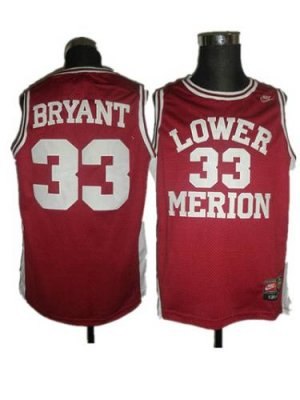 merion #33 kobe bryant red basketball embroidered ncaa jersey