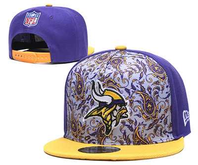 Vikings Team Logo Purple Yellow Adjustable Hat LH