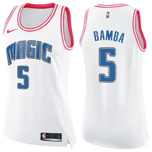 Nike Magic #5 Mohamed Bamba White Pink Women's NBA Swingman Fashion Jersey