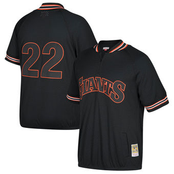 Men's San Francisco Giants Will Clark Mitchell & Ness Black Cooperstown Collection Mesh Batting Practice Quarter-Zip Jersey Men's San Francisco Giants Will Clark Mitchell & Ness Black Cooperstown Collection Mesh Batting Practice Quarter-Zip Jersey