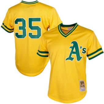 Men's Oakland Athletics Rickey Henderson Mitchell & Ness Yellow Cooperstown Mesh Batting Practice Jersey Men's Oakland Athletics Rickey Henderson Mitchell & Ness Yellow Cooperstown Mesh Batting Practice Jersey