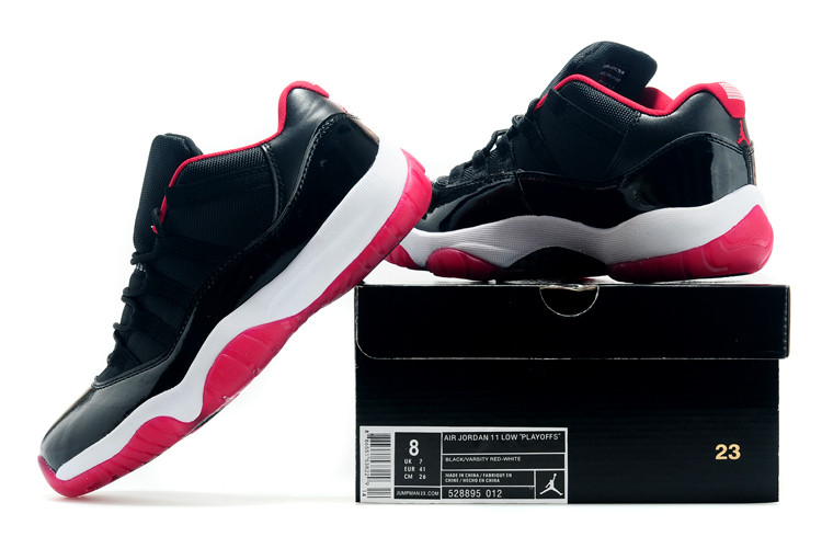 Men's Running Weapon Air Jordan 11 Black Red Shoes 032
