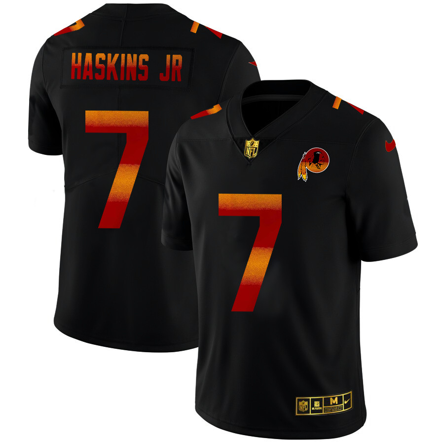 Washington Redskins #7 Dwayne Haskins Jr Men's Black Nike Red Orange Stripe Vapor Limited NFL Jersey Washington Redskins #7 Dwayne Haskins Jr Men's Black Nike Red Orange Stripe Vapor Limited NFL Jersey