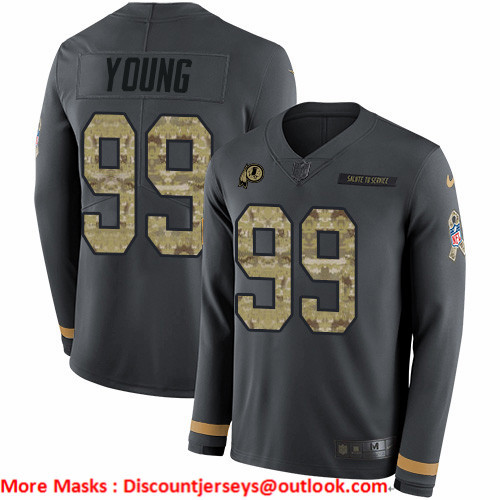 Nike Redskins #99 Chase Young Anthracite Salute to Service Men's Stitched NFL Limited Therma Long Sleeve Jersey