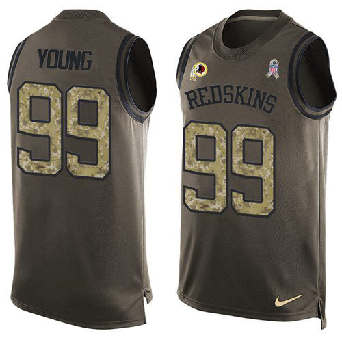 Nike Redskins #99 Chase Young Green Men's Stitched NFL Limited Salute To Service Tank Top Jersey Nike Redskins #99 Chase Young Green Men's Stitched NFL Limited Salute To Service Tank Top Jersey