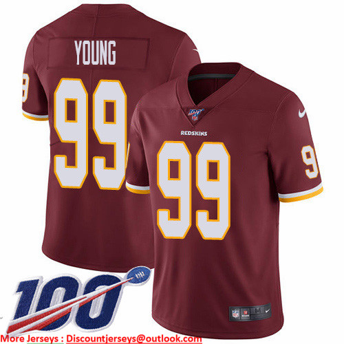 Nike Redskins #99 Chase Young Burgundy Red Team Color Men's Stitched NFL 100th Season Vapor Untouchable Limited Jersey