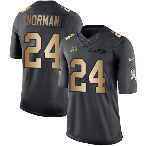 Nike Redskins #24 Josh Norman Black Men's Stitched NFL Limited Gold Salute To Service Jersey Nike Redskins #24 Josh Norman Black Men's Stitched NFL Limited Gold Salute To Service Jersey