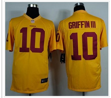 Washington Redskins #10 Robert Griffin III Gold NFL Game Jersey