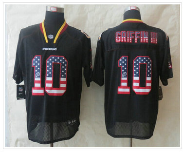 New Washington Red Skins #10 Robert Griffin III USA Flag Fashion Black Elite Jerseys