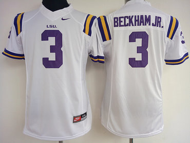 LSU Tigers 3 Odell Beckham Jr White College Football Jersey