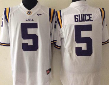 LSU Tigers 5 Derrius Guice White College Football Jersey