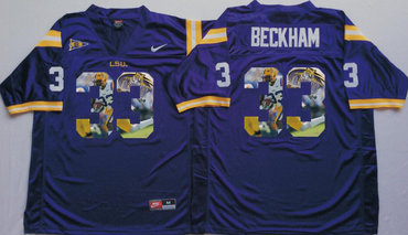 LSU Tigers 33 Odell Beckham Jr. Purple Portrait Number College Jersey