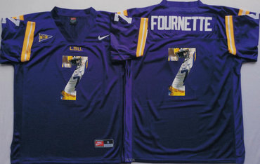 LSU Tigers 7 Leonard Fournette Purple Portrait Number College Jersey