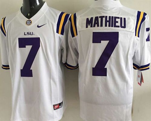 LSU Tigers #7 Tyrann Mathieu White Stitched NCAA Jersey