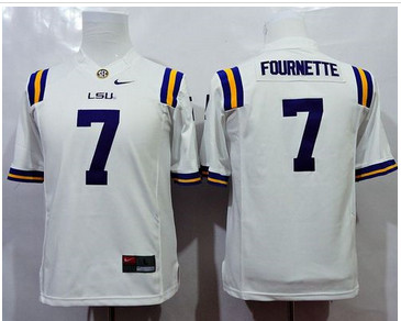 Youth Tigers #7 Leonard Fournette White Stitched NCAA Jersey