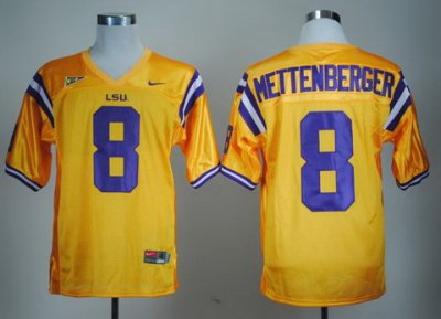 LSU Tigers 8 Zach Mettenberger Golden College Football NCAA Jerseys