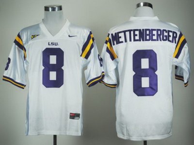 LSU Tigers 8 Zach Mettenberger White College Football NCAA Jerseys