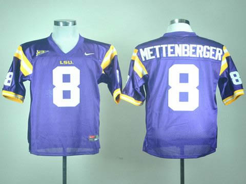 NEW LSU Tigers Zach Mettenberger 8 Purple College Football Jerseys